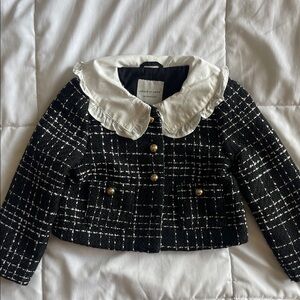 Janie and Jack Black and White Plaid Kids Blazer